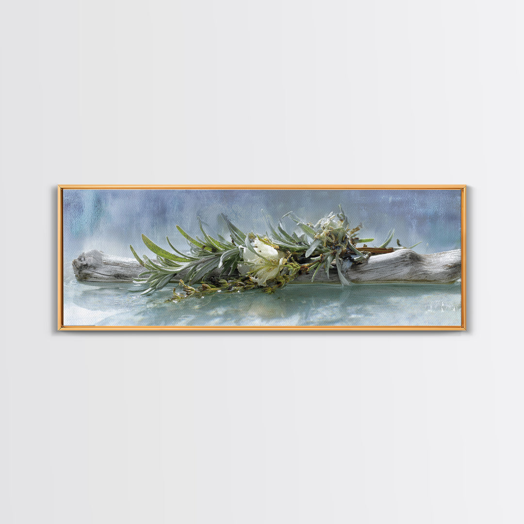 Botanical Bath Herb Arrangement Canvas Print, Bathroom Art, Bathroom Wall Art, Bathroom Decor, Oil Painting, Spa, BAT-3x1-33
