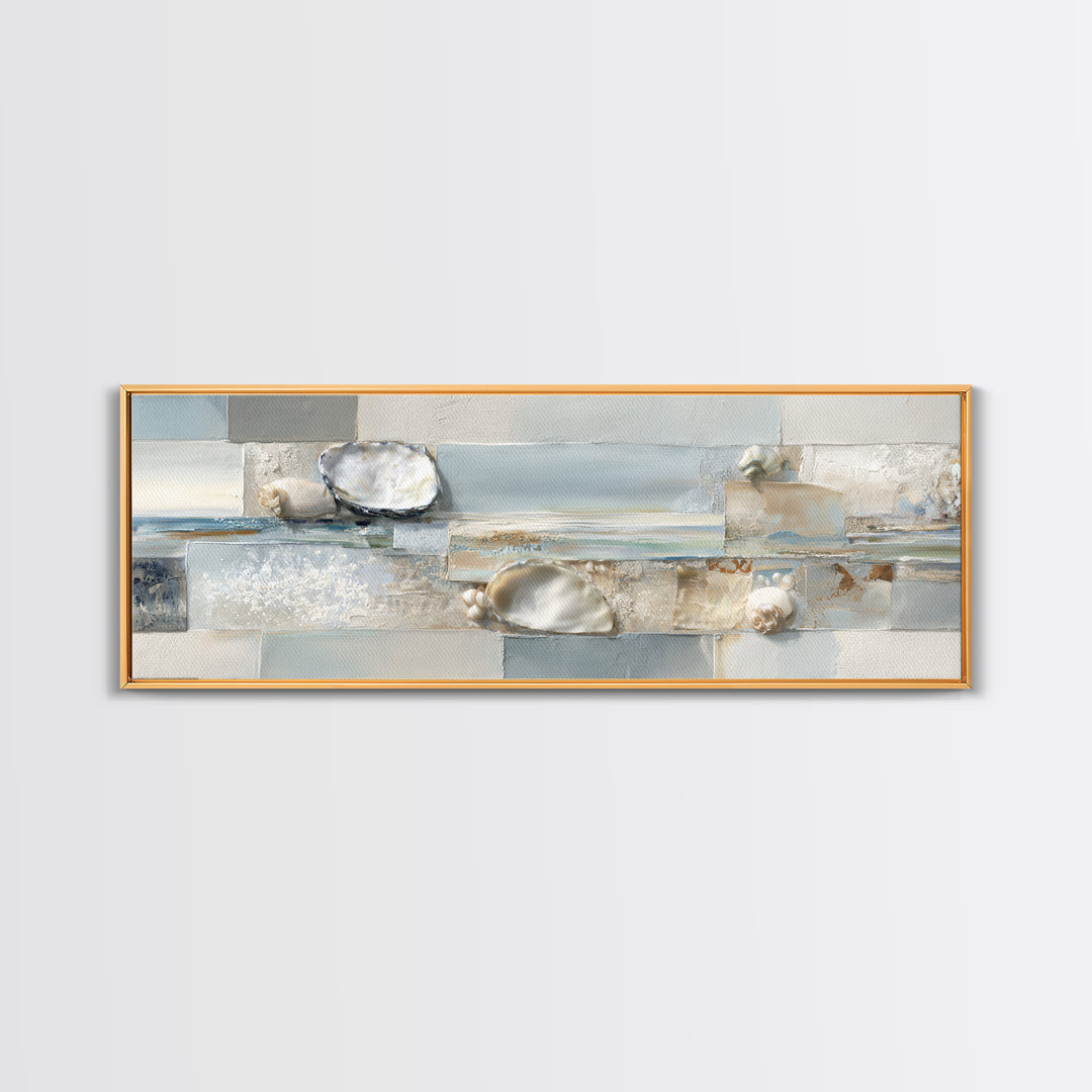 Oyster Shell Study Canvas Print, Bathroom Art, Digital Art, Bathroom Decor, Fine Art, Spa, Dopamine Decor, Bathroom Prints, BAT-3x1-38