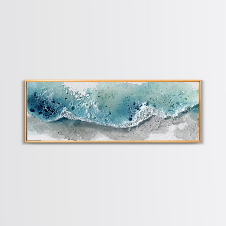 Calming Blue Ocean Wave Study Canvas Print, Bathroom Art, Bathroom Prints, Bathroom Decor, Watercolor Art, Spa, Trendy Wall Art, BAT-3x1-41