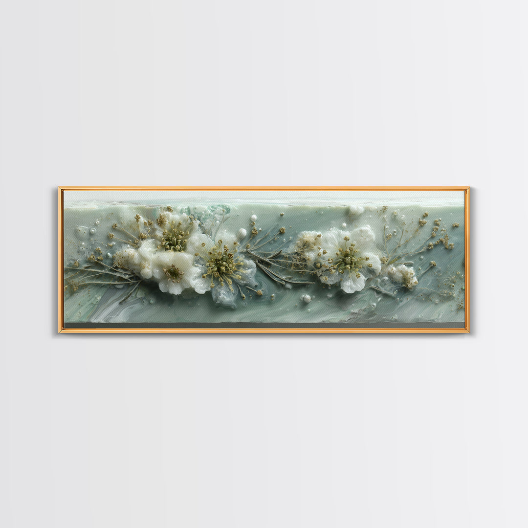 Botanical Bath Herb Arrangement Framed Canvas Print, Bathroom Art, Digital Print, Bathroom Decor, Watercolor Art, Spa, BAT-3x1-57