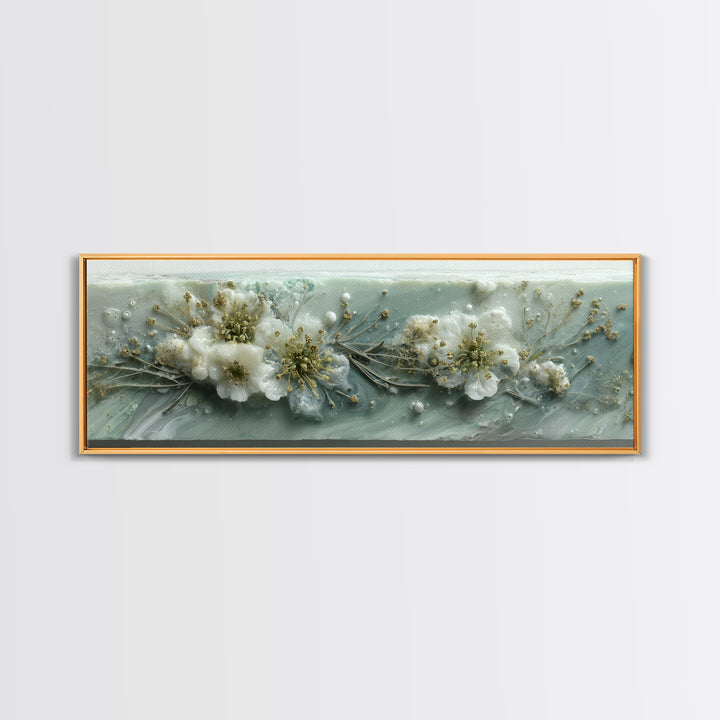 Botanical Bath Herb Arrangement Framed Canvas Print, Bathroom Art, Digital Print, Bathroom Decor, Watercolor Art, Spa, BAT-3x1-57