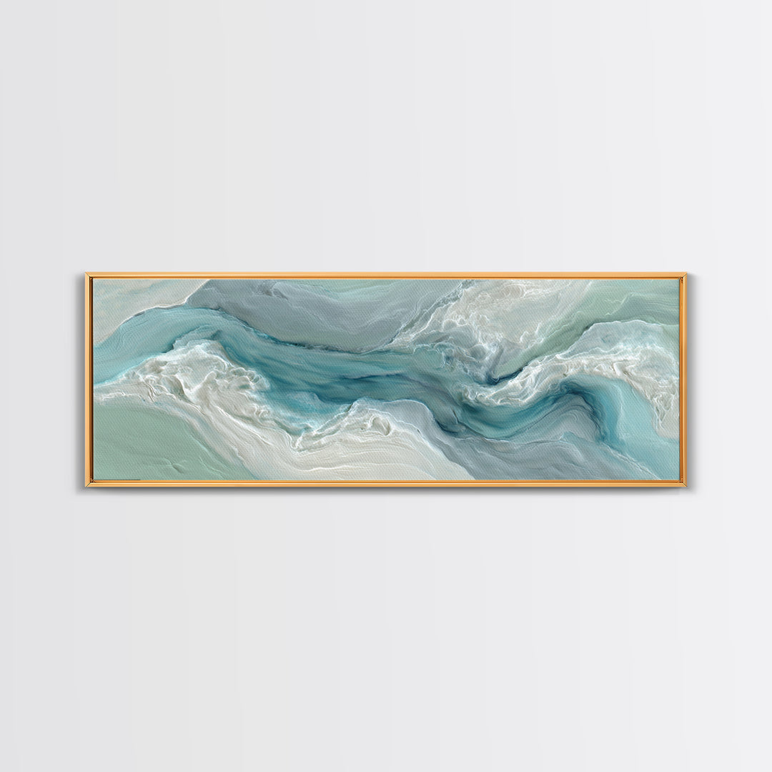 Soft Cloud and Rain Composition Framed Canvas Print, Bathroom Art, Textured Painting, Bathroom Decor, Spa, Bathroom Wall Art, BAT-3x1-59