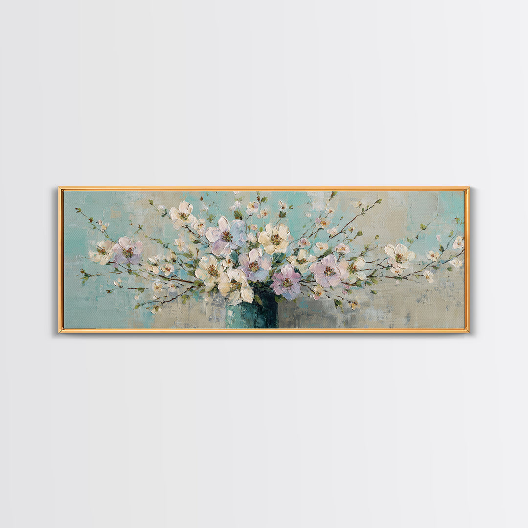 Lavender Sprigs in a Ceramic Vase Canvas Print, Bathroom Art, Contemporary Art, Bathroom Decor, Fine Art, Spa, Framed Wall Art, BAT-3x1-76