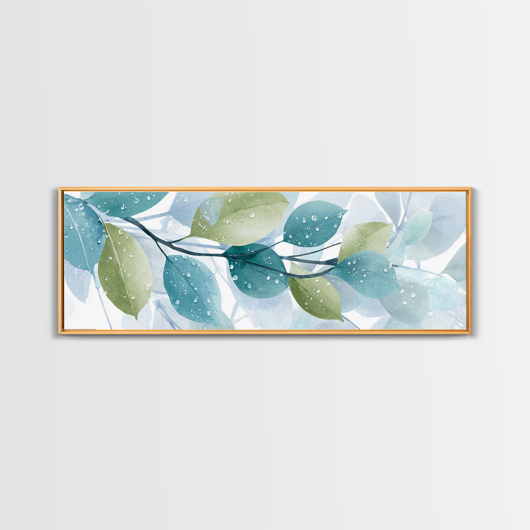 Tropical Leaf Silhouette Canvas Print, Bathroom Art, Textured Painting, Bathroom Decor, Oil Painting, Spa, Bathroom Wall Art, BAT-3x1-78