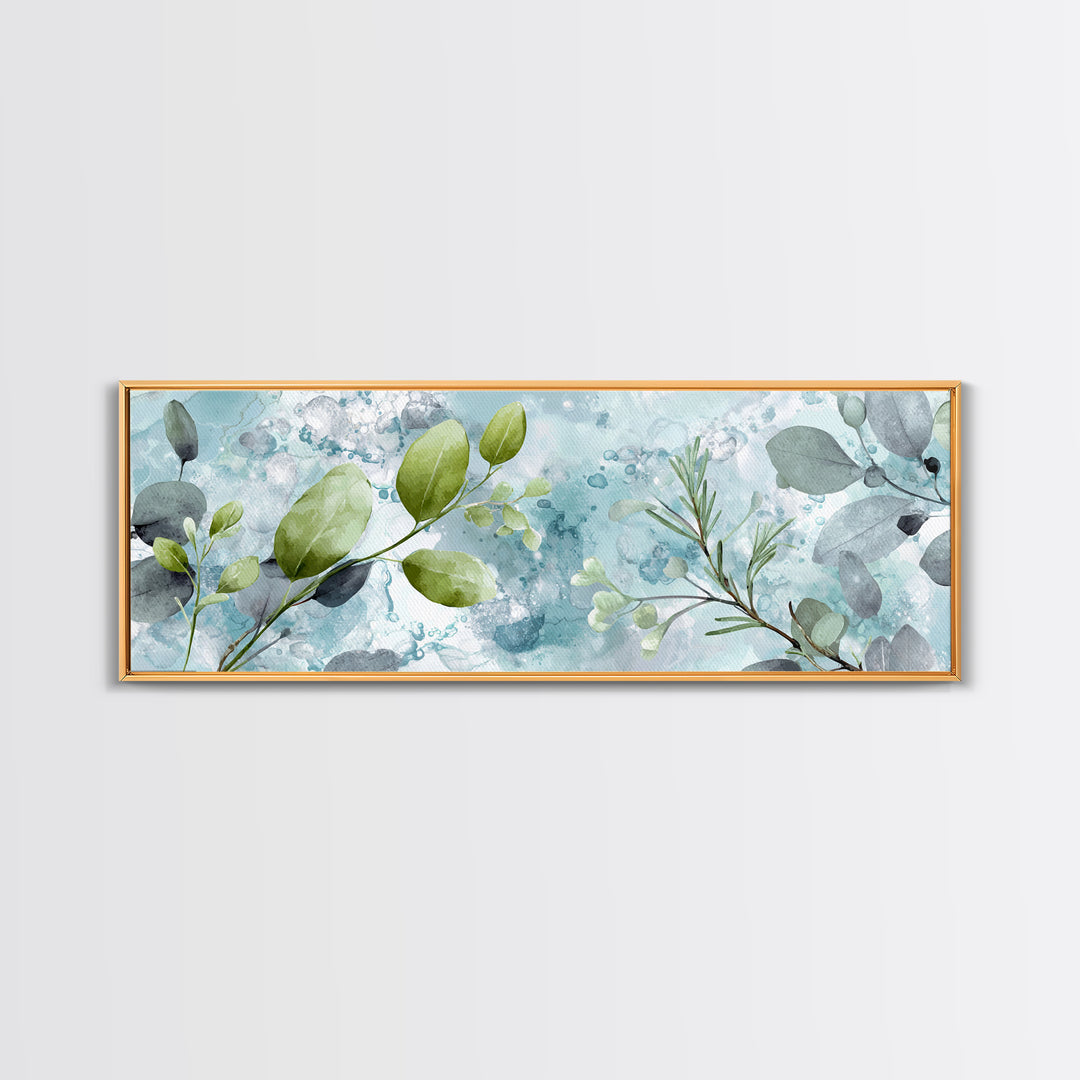 Botanical Bath Herb Arrangement Framed Canvas Print, Bathroom Art, Digital Print, Bathroom Decor, Watercolor Art, Spa, BAT-3x1-81