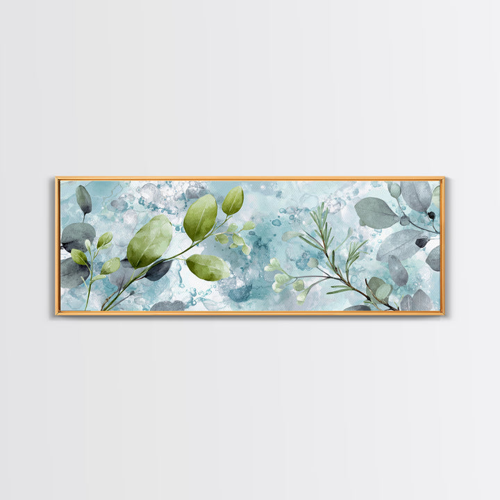 Botanical Bath Herb Arrangement Framed Canvas Print, Bathroom Art, Digital Print, Bathroom Decor, Watercolor Art, Spa, BAT-3x1-81