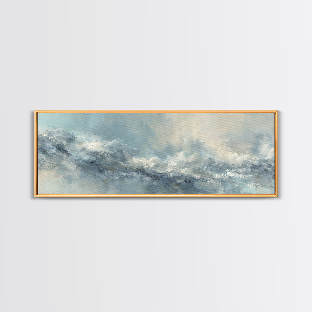 Soft Cloud and Rain Composition Canvas Print, Bathroom Art, Poster, Bathroom Decor, Fine Art, Spa, Dopamine Decor, BAT-3x1-83