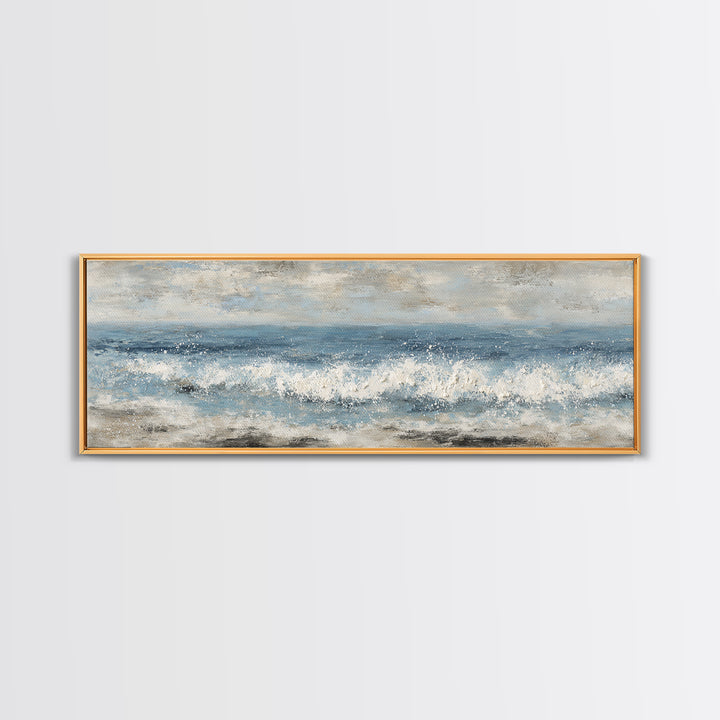 Calming Blue Ocean Wave Study Framed Canvas Print, Bathroom Art, Bathroom Accessories, Bathroom Decor, Fine Art, Spa, BAT-3x1-89