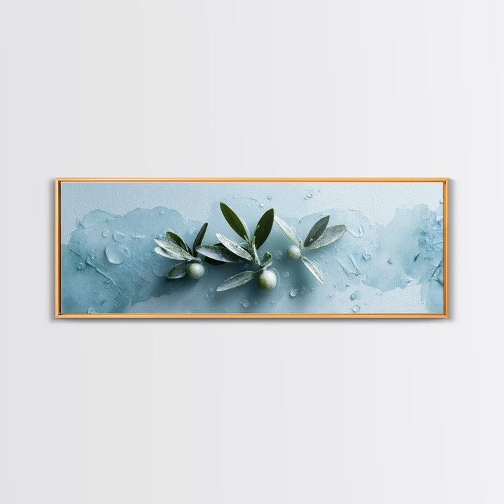 Botanical Bath Herb Arrangement Framed Canvas Print, Bathroom Art, Digital Art, Bathroom Decor, Fine Art, Spa, Dopamine Decor, BAT-3x1-9