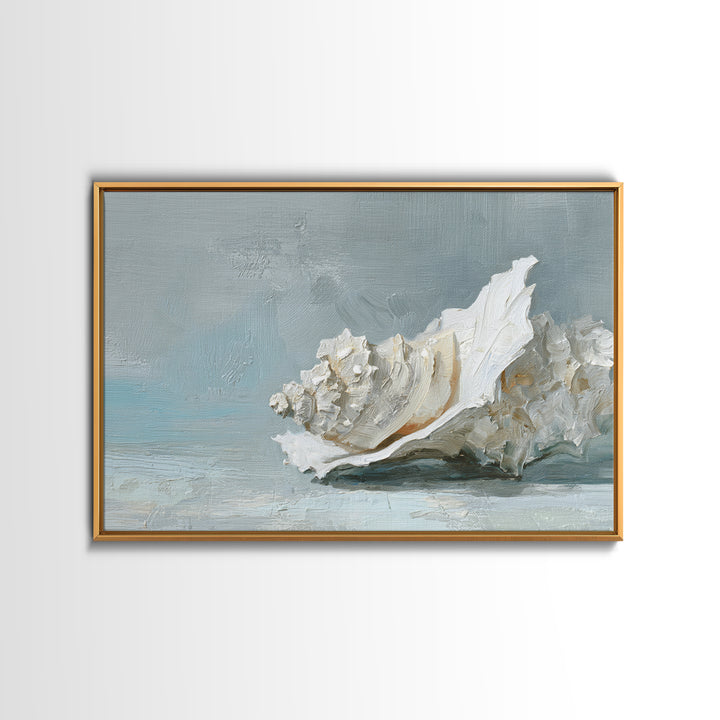 Oyster Shell Study Framed Canvas Print, Bathroom Art, Minimalist Decor, Bathroom Decor, Spa, Wall Hanging, Framed Wall Art, BAT-3x2-2