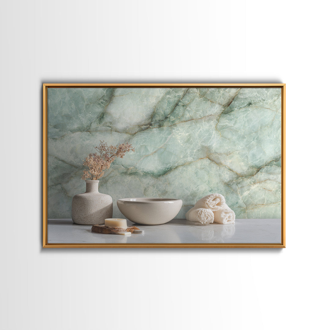 Abstract Marble Texture Framed Canvas Print, Bathroom Art, Bathroom Decor, Abstract Art, Spa, Bathroom Wall Decor, BAT-3x2-20