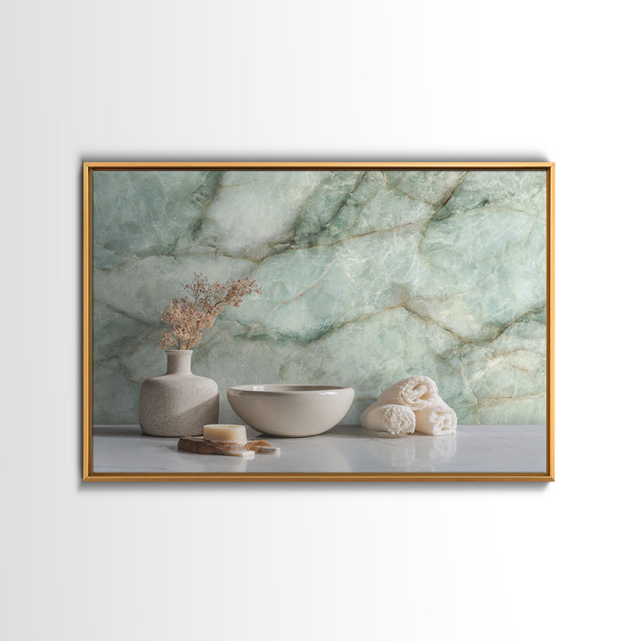 Abstract Marble Texture Framed Canvas Print, Bathroom Art, Bathroom Decor, Abstract Art, Spa, Bathroom Wall Decor, BAT-3x2-20