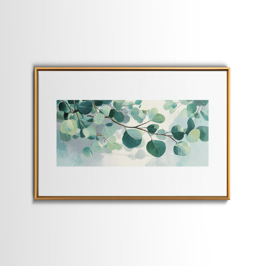 Spa Eucalyptus Branch Canvas Print, Bathroom Art, Wall Hanging, Bathroom Decor, Oil Painting, Spa, Modern Art, BAT-3x2-30