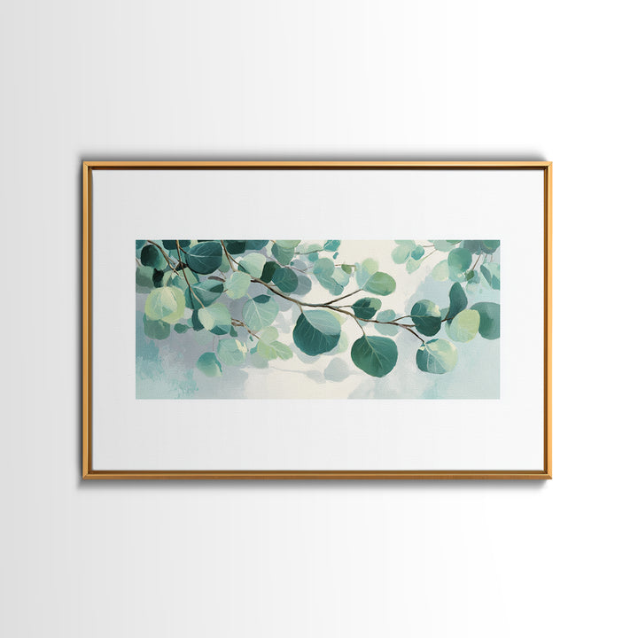 Spa Eucalyptus Branch Canvas Print, Bathroom Art, Wall Hanging, Bathroom Decor, Oil Painting, Spa, Modern Art, BAT-3x2-30