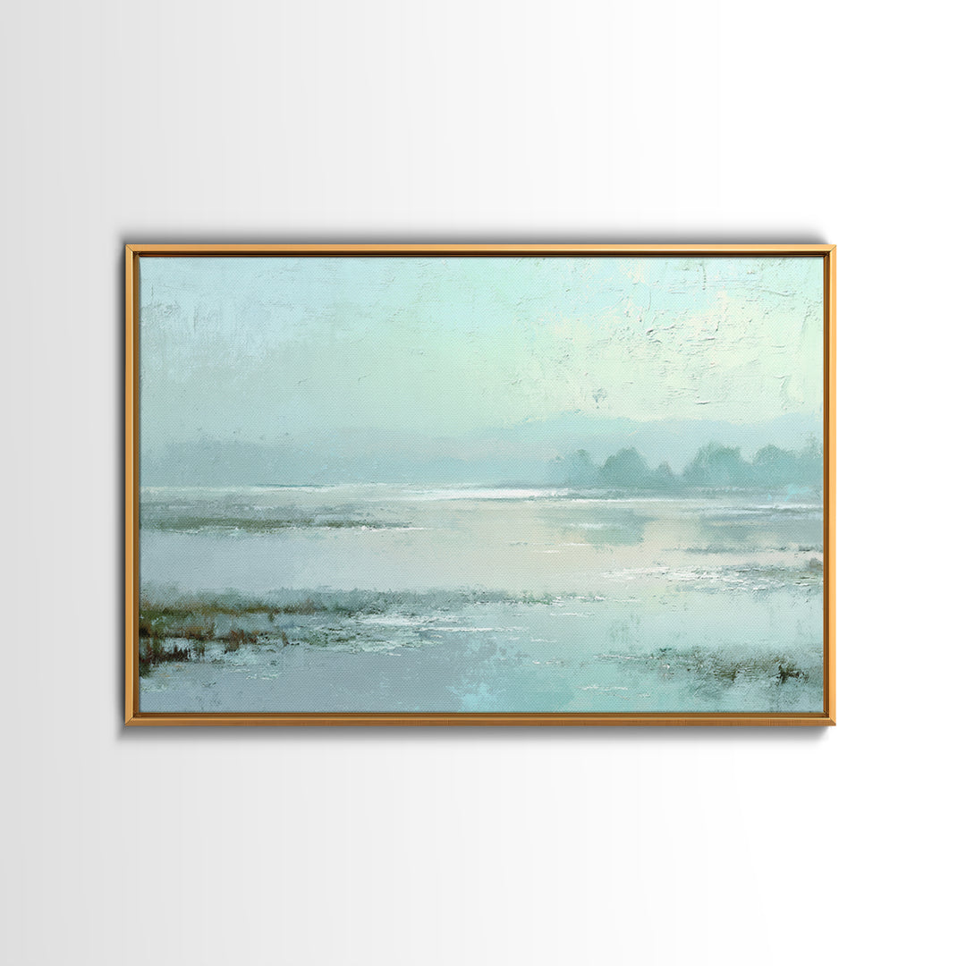 Misty Lake Scene Canvas Print, Bathroom Art, Canvas Wall Art, Bathroom Decor, Spa, Bathroom Wallpaper, Funny Bathroom Art, BAT-3x2-37