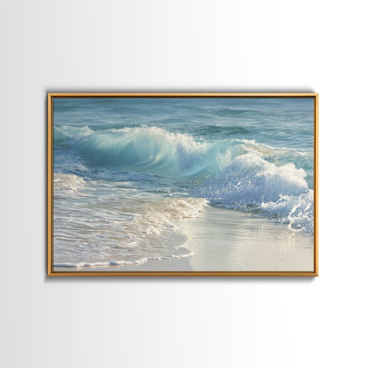 Calming Blue Ocean Wave Study Framed Canvas Print, Bathroom Art, Framed Wall Art, Bathroom Decor, Oil Painting, Spa, BAT-3x2-5
