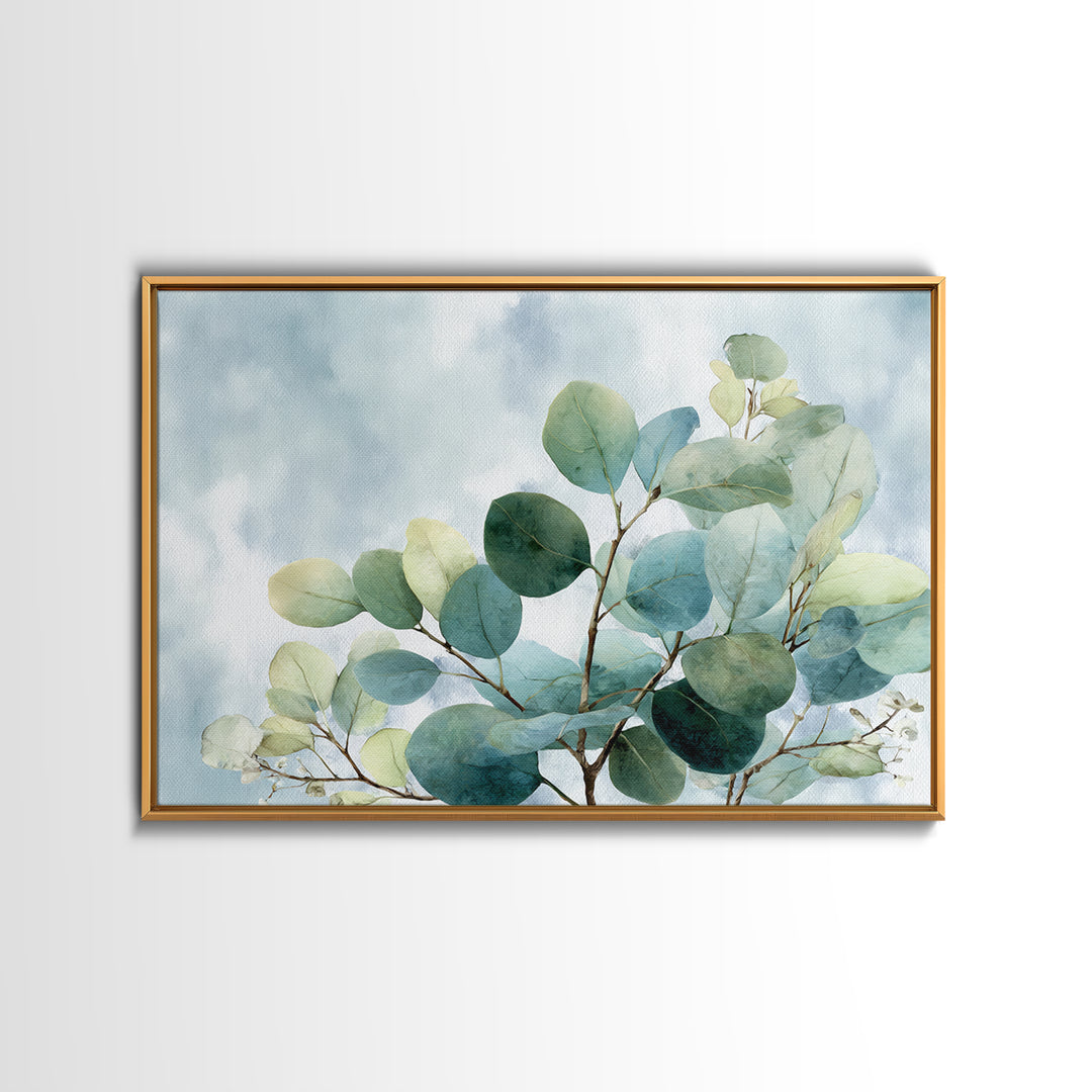 Spa Eucalyptus Branch Framed Canvas Print, Bathroom Art, Printable Wall Art, Bathroom Decor, Fine Art, Spa, Bathroom Wall Decor, BAT-3x2-6