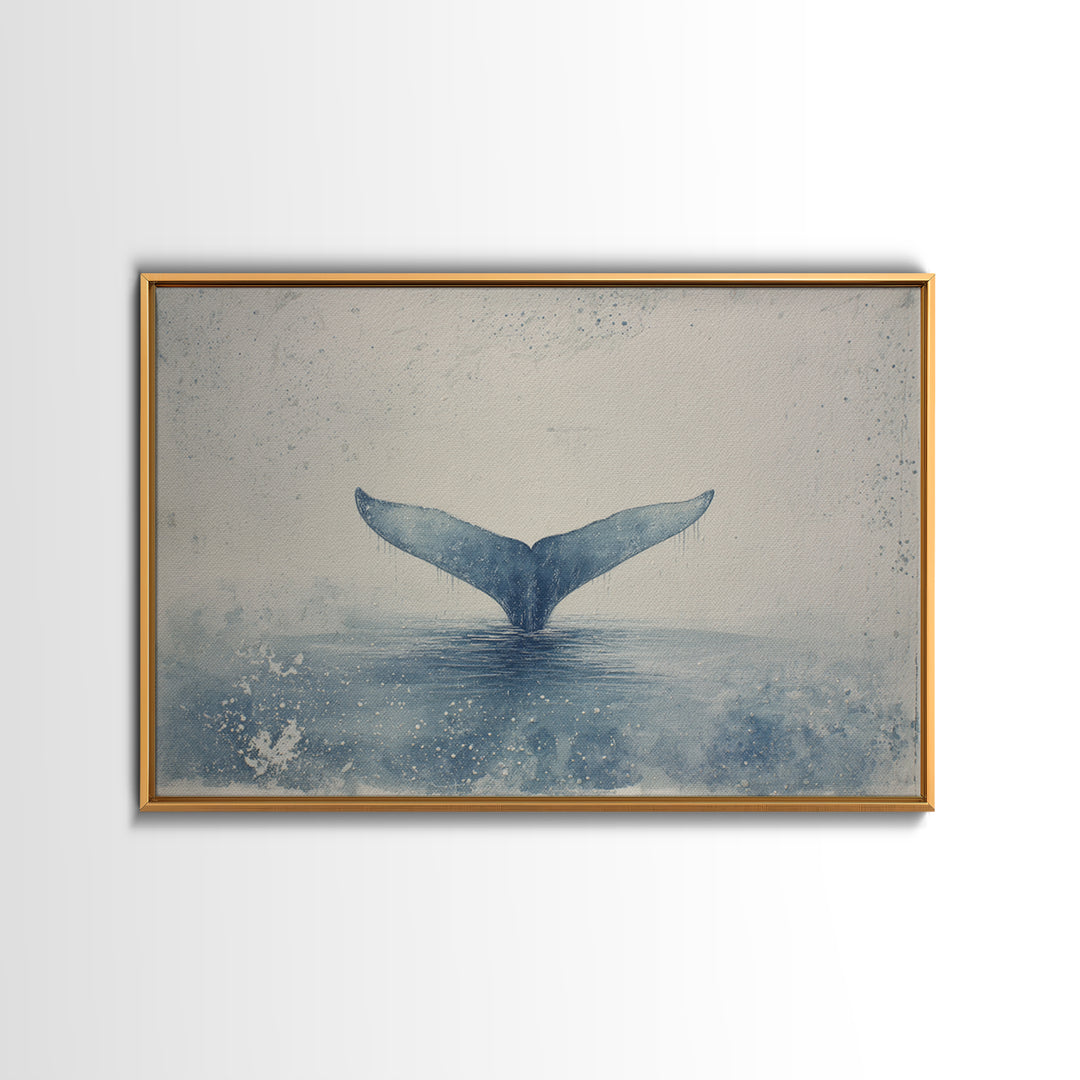 Watercolor Whale Tail Canvas Print, Bathroom Art, Trendy Wall Art, Bathroom Decor, Fine Art, Spa, Textured Painting, BAT-3x2-67