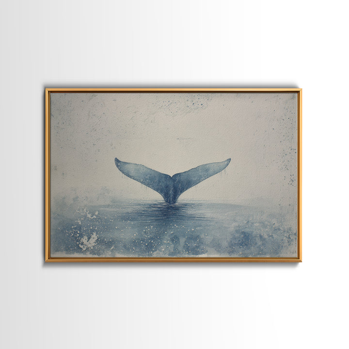 Watercolor Whale Tail Canvas Print, Bathroom Art, Trendy Wall Art, Bathroom Decor, Fine Art, Spa, Textured Painting, BAT-3x2-67