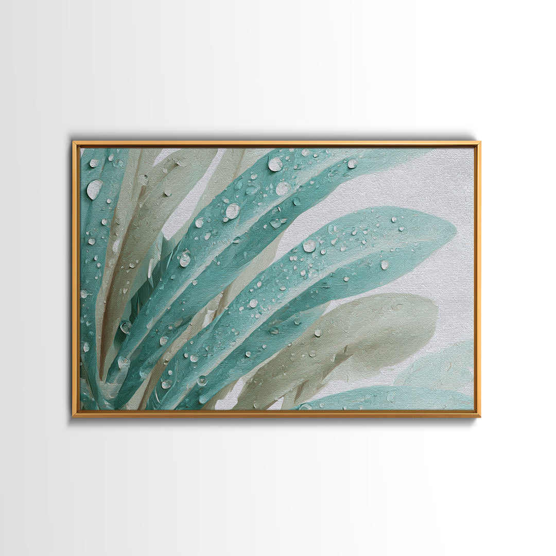 Tropical Leaf Silhouette Framed Canvas Print, Bathroom Art, Canvas Wall Art, Bathroom Decor, Fine Art, Spa, Bathroom Wallpaper, BAT-3x2-90