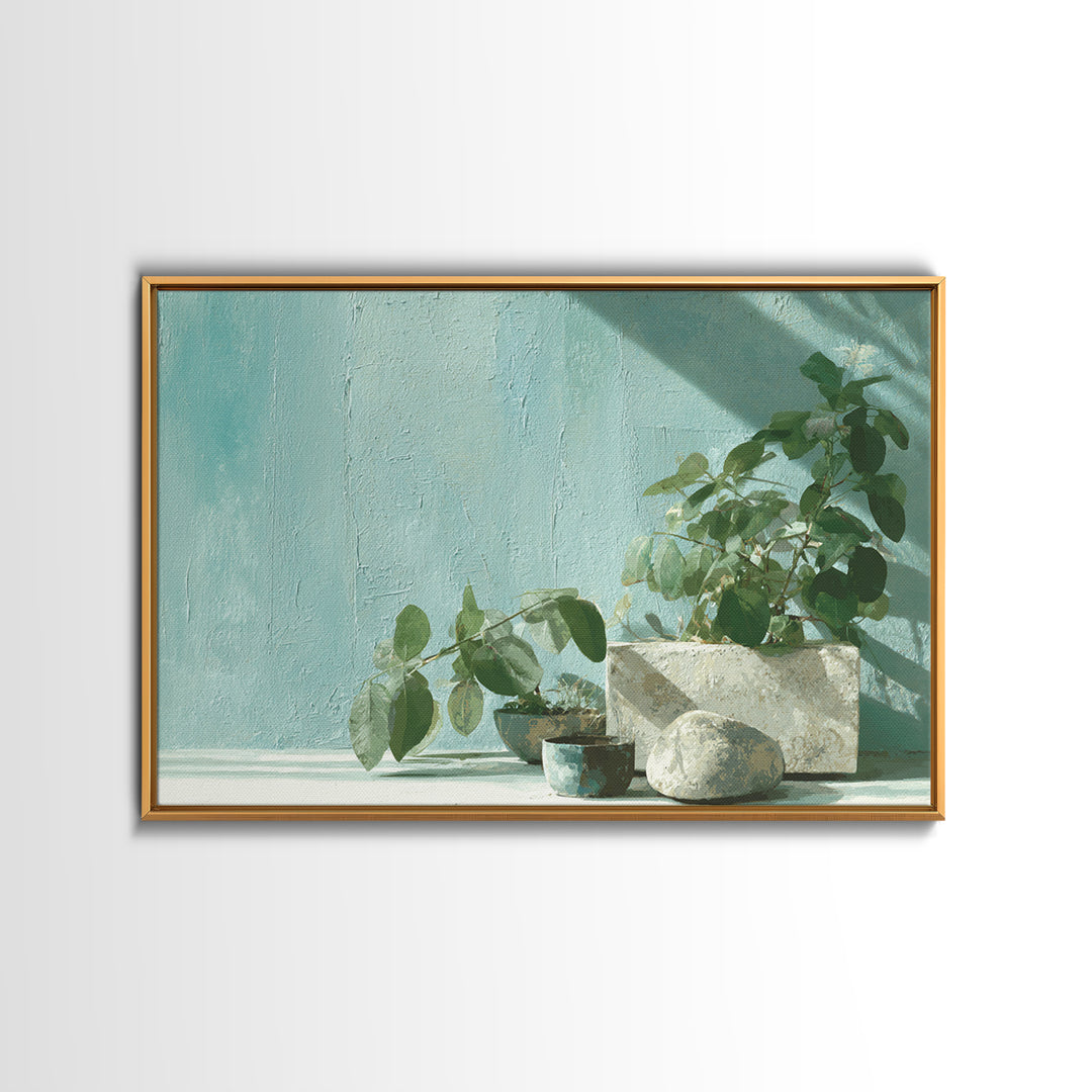 Sunlit Window Plant Shadow on Plaster Canvas Print, Bathroom Art, Bathroom Decor, Abstract Art, Spa, Funny Bathroom Art, BAT-3x2-94