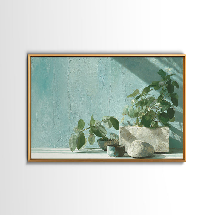 Sunlit Window Plant Shadow on Plaster Canvas Print, Bathroom Art, Bathroom Decor, Abstract Art, Spa, Funny Bathroom Art, BAT-3x2-94