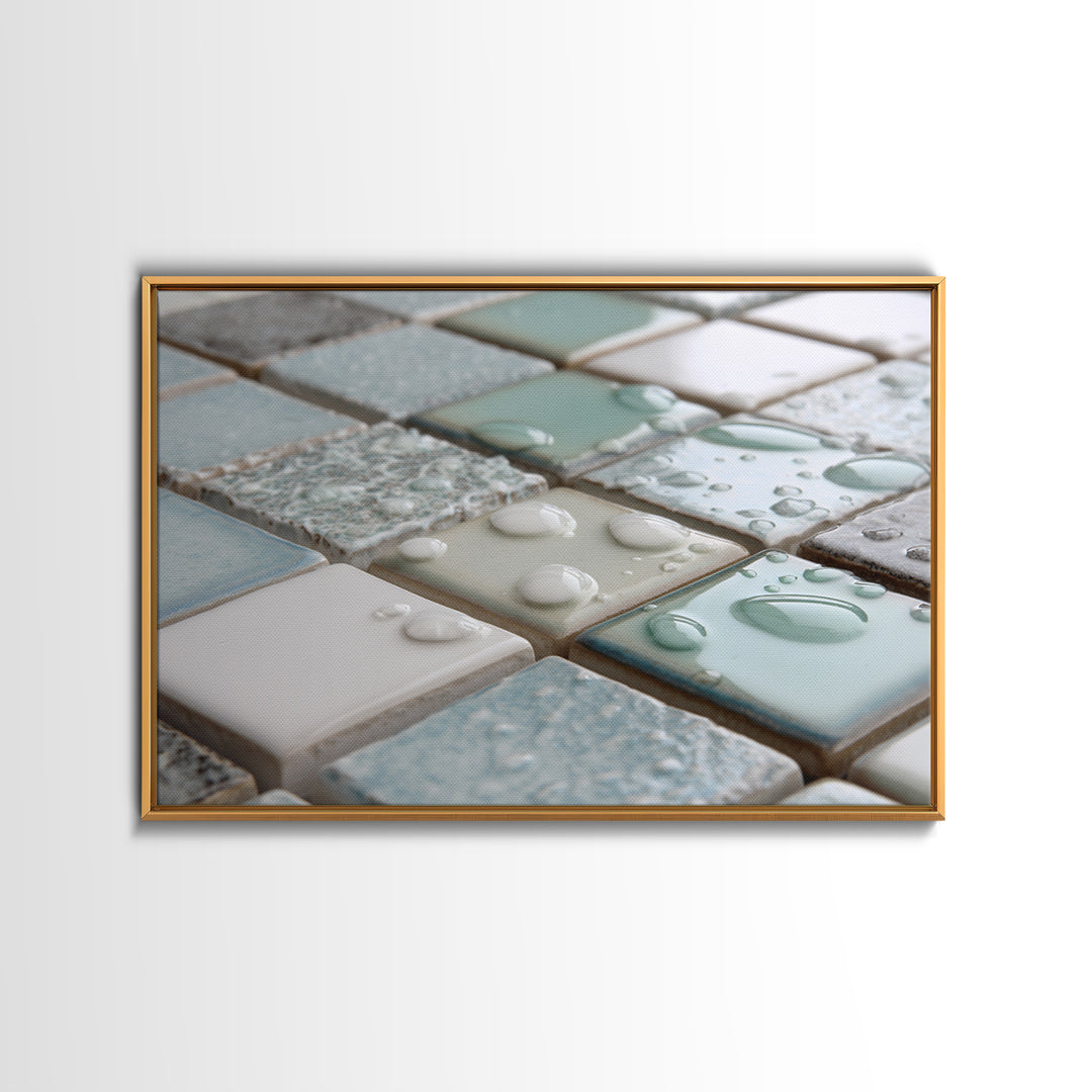 Clean Geometric Forms Framed Canvas Print, Bathroom Art, Bathroom Accessories, Bathroom Decor, Abstract Art, Spa, BAT-3x2-97