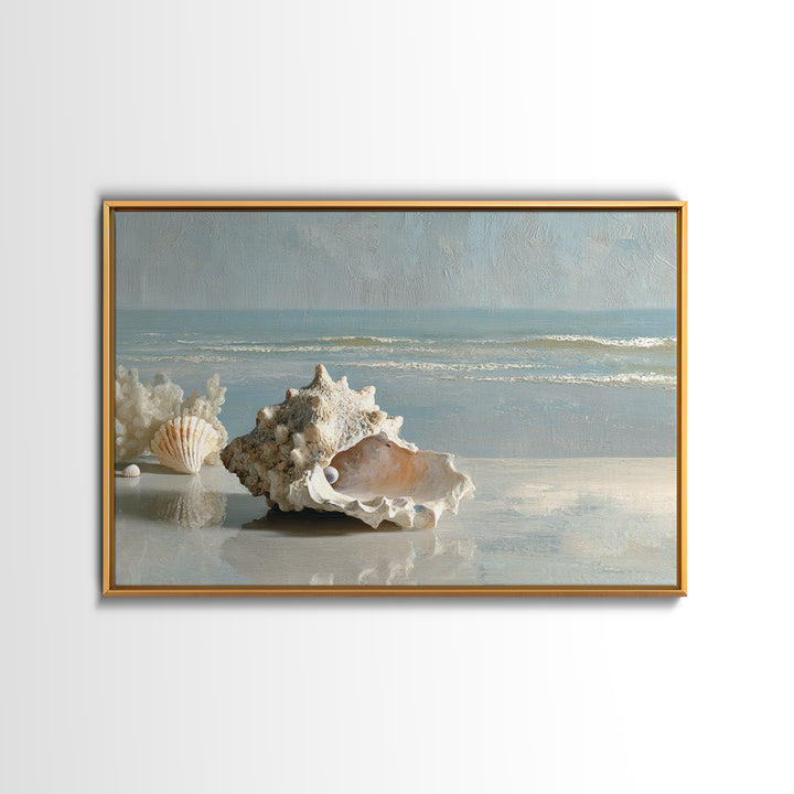 Oyster Shell Study Canvas Print, Bathroom Art, Dopamine Decor, Bathroom Decor, Fine Art, Spa, Halloween Art, Trendy Wall Art, BAT-3x2-98