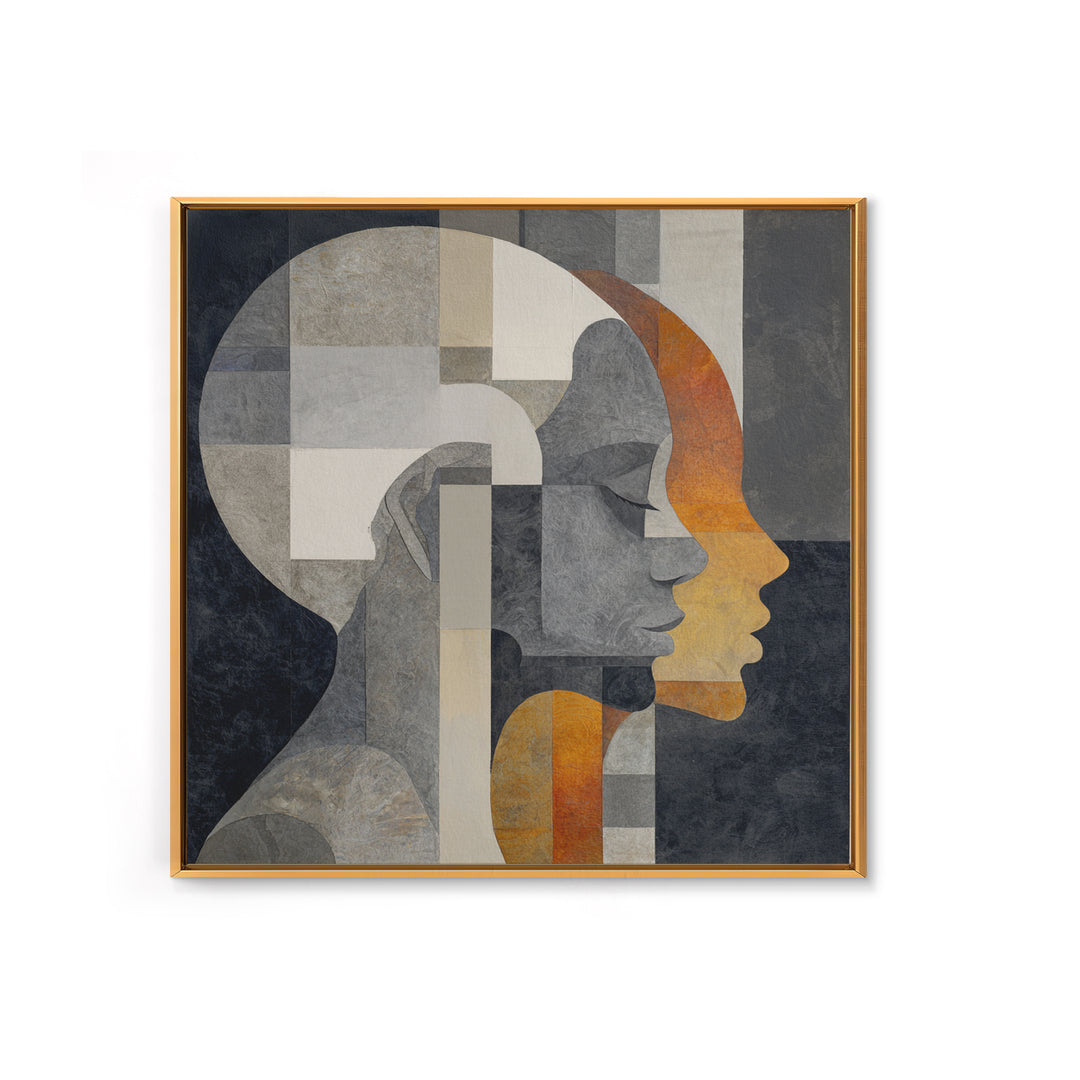 Monochrome Female Profile Framed Canvas Print, Black and White Art, Modern Decor, Living Room Decor, Abstract Art, Monochrome, BAW-1x1-1
