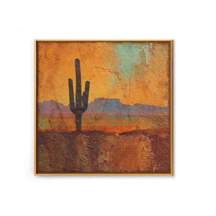 Monochrome Desert Cactus Silhouette Framed Canvas Print, Black and White Art, Neutral Decor, Living Room Decor, Oil Painting, BAW-1x1-21