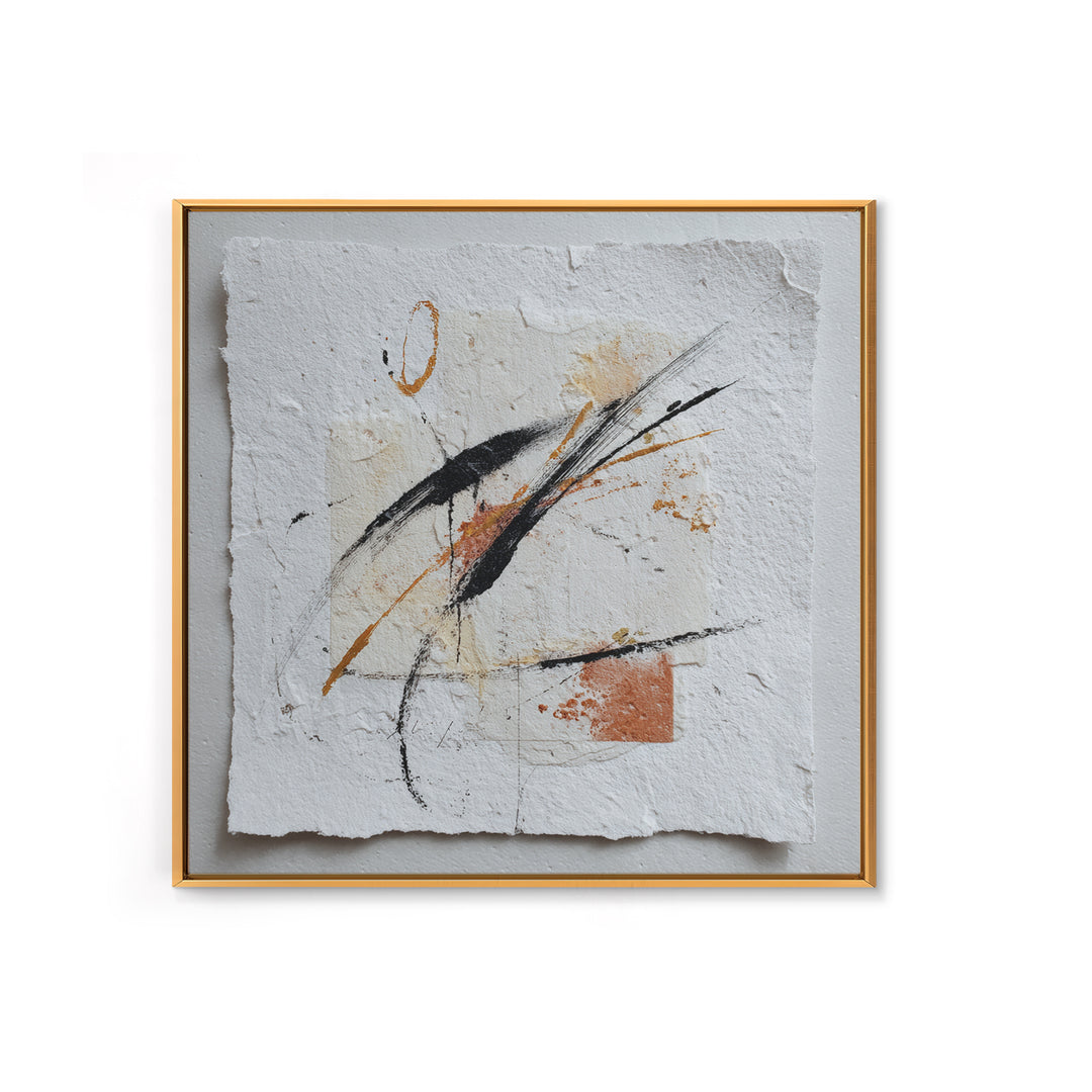 Abstract Charcoal Gestures on White Paper Framed Canvas Print, Black and White Art, Art Prints, Living Room Decor, Monochrome, BAW-1x1-28