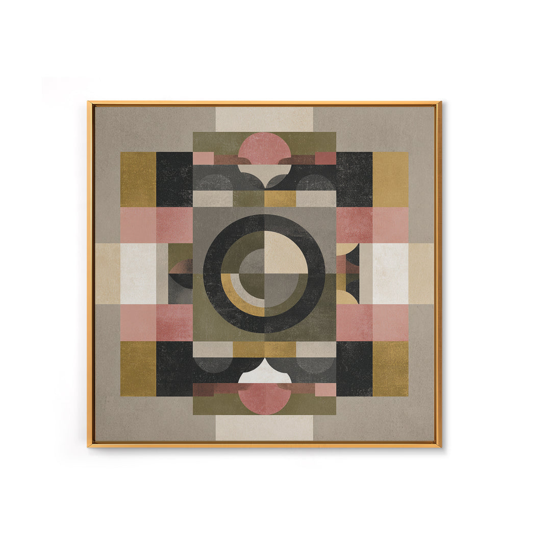 Geometric Bauhaus Grayscale Shapes Framed Canvas Print, Black and White Art, Set of 3 Prints, Living Room Decor, Monochrome, BAW-1x1-42