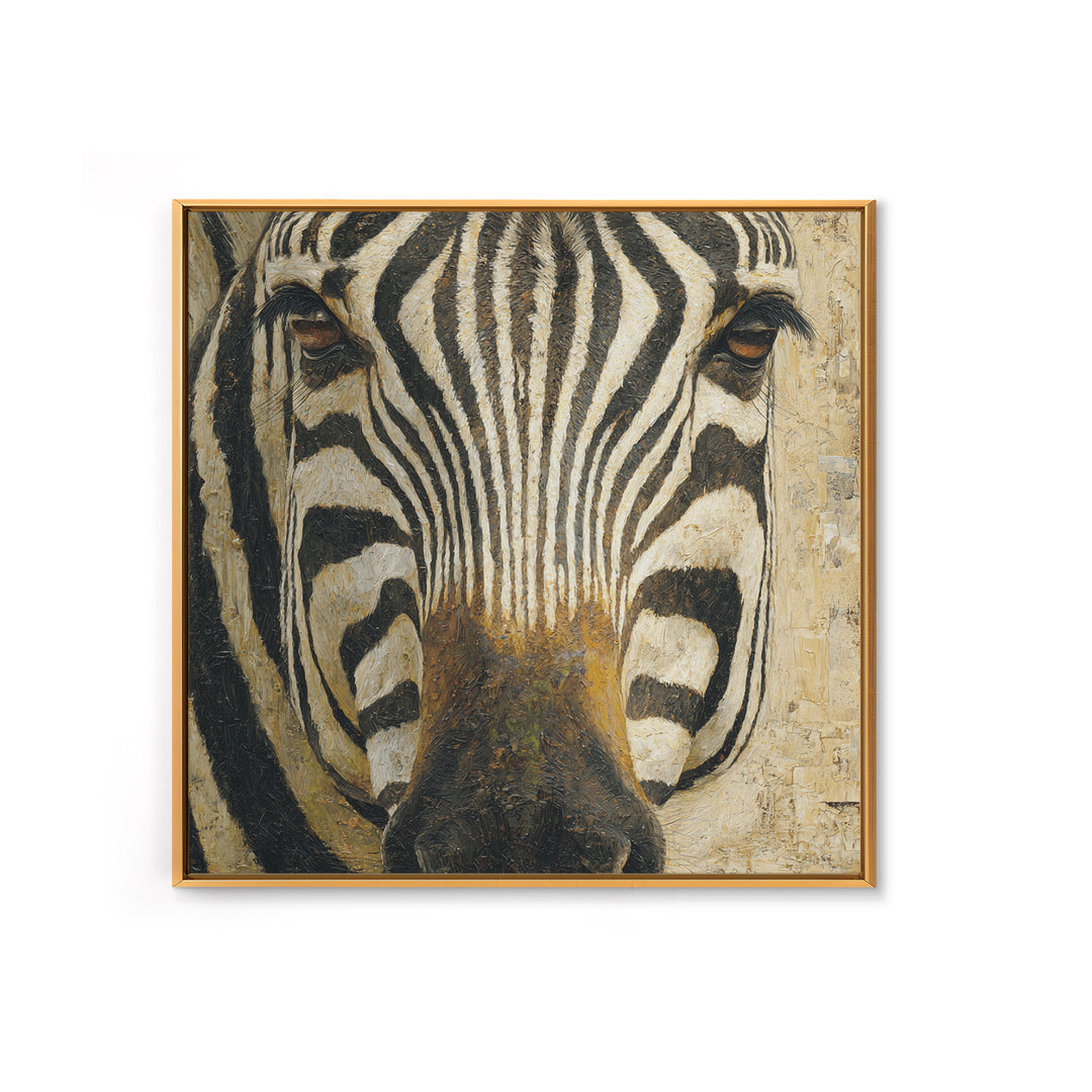 Zebra Stripe Closeup as Graphic Abstraction Canvas Print, Black and White Art, Living Room Decor, Monochrome, BAW-1x1-56