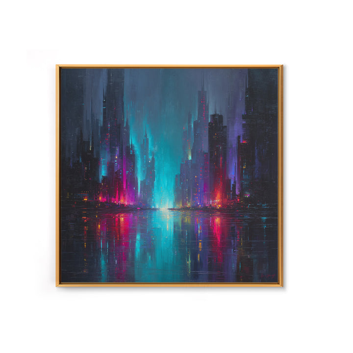 Monochrome City Skyline Reflected Canvas Print, Black and White Art, Gallery Decor, Living Room Decor, Fine Art, Monochrome, BAW-1x1-59
