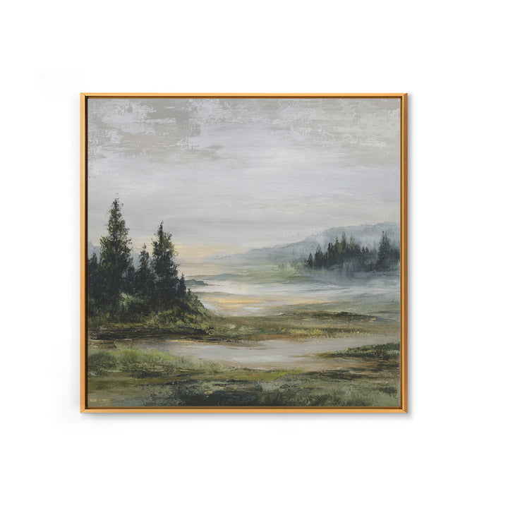 Misty Bridge Landscape Framed Canvas Print, Black and White Art, Modern Decor, Living Room Decor, Fine Art, Monochrome, BAW-1x1-67