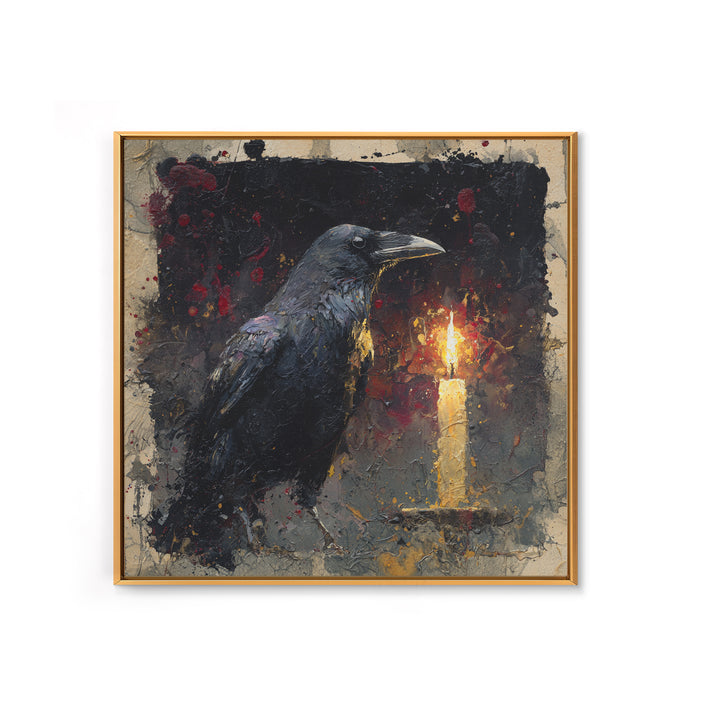 Ink Splatter Raven Composition Framed Canvas Print, Black and White Art, Canvas Print, Living Room Decor, Fine Art, Monochrome, BAW-1x1-68