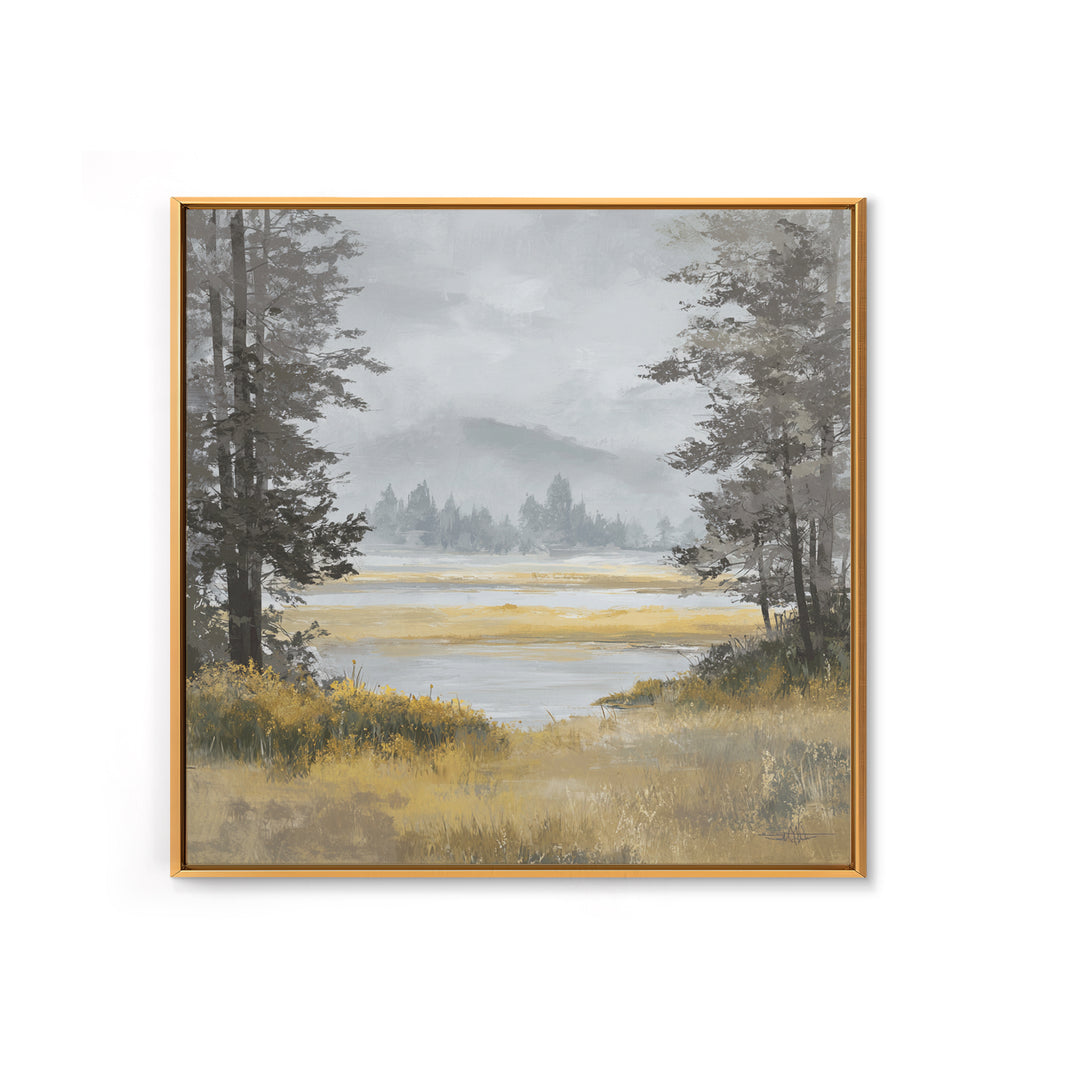 Moody Foggy Forest Framed Canvas Print, Black and White Art, Gothic Decor, Living Room Decor, Oil Painting, Monochrome, BAW-1x1-7