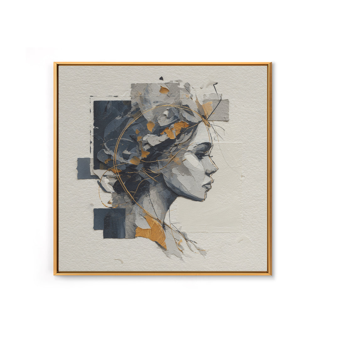 Monochrome Female Profile Framed Canvas Print, Black and White Art, Home Decor, Living Room Decor, Abstract Art, Monochrome, BAW-1x1-73