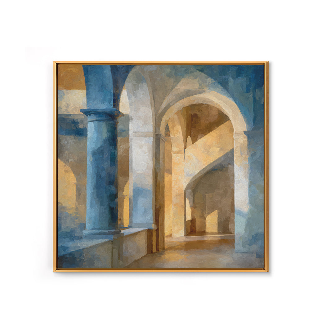 High Contrast Architectural Arches and Shadows Canvas Print, Black and White Art, Statement Artwork, Living Room Decor, BAW-1x1-75