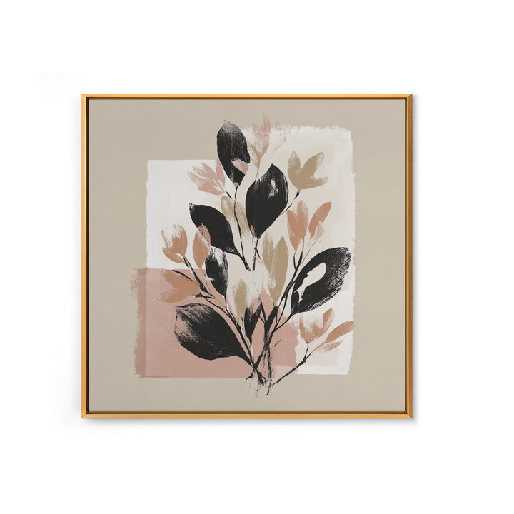 Minimal Botanical Branch Framed Canvas Print, Black and White Art, Statement Artwork, Living Room Decor, Fine Art, Monochrome, BAW-1x1-78