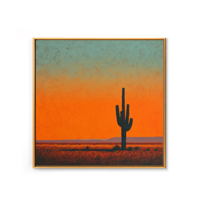 Monochrome Desert Cactus Silhouette Framed Canvas Print, Black and White Art, Wall Art, Living Room Decor, Fine Art, Monochrome, BAW-1x1-93