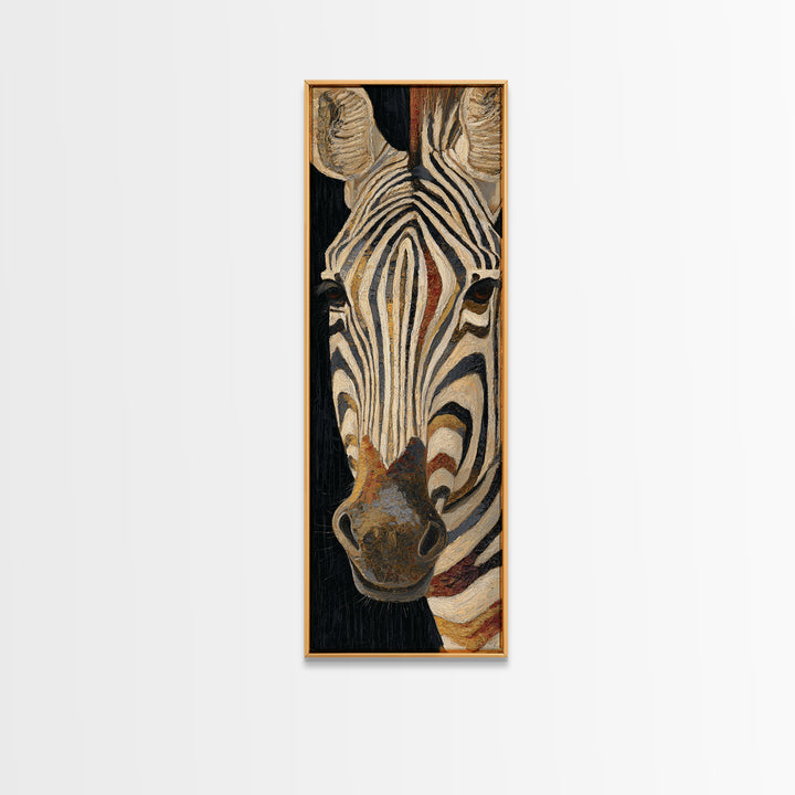 Zebra Stripe Closeup as Graphic Abstraction Framed Canvas Print, Black and White Art, Art, Living Room Decor, Monochrome, BAW-1x3-20