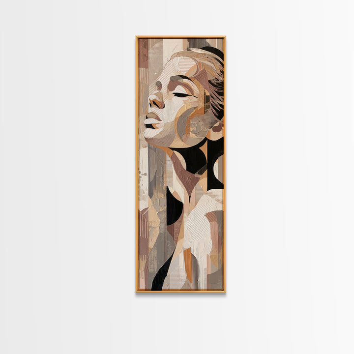 Monochrome Female Profile Canvas Print, Black and White Art, Minimalist Decor, Living Room Decor, Fine Art, Monochrome, BAW-1x3-37