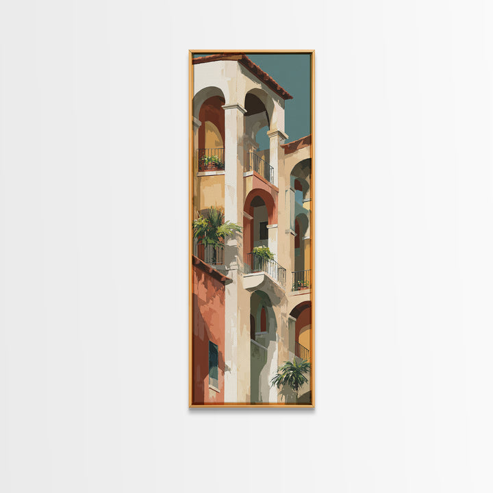 High Contrast Architectural Arches and Shadows Canvas Print, Black and White Art, Apartment Decor, Living Room Decor, BAW-1x3-39