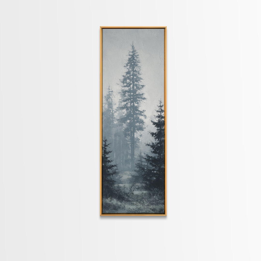 Moody Foggy Forest Canvas Print, Black and White Art, Printable Art, Living Room Decor, Fine Art, Monochrome, Gallery Decor, BAW-1x3-43