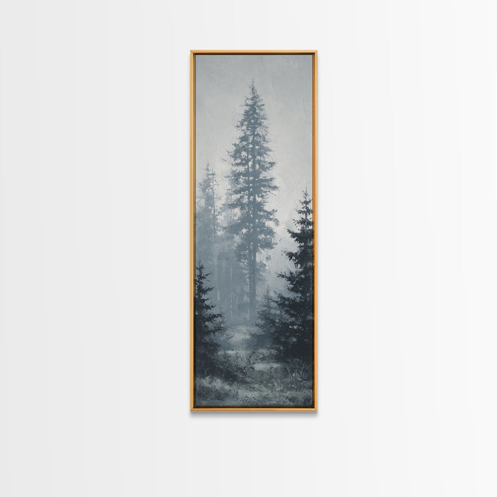 Moody Foggy Forest Canvas Print, Black and White Art, Printable Art, Living Room Decor, Fine Art, Monochrome, Gallery Decor, BAW-1x3-43