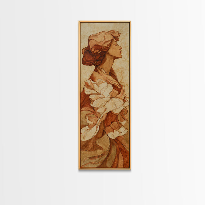 Classic Nude Figure Sketch Framed Canvas Print, Black and White Art, Wall Art, Living Room Decor, Oil Painting, Monochrome, BAW-1x3-45