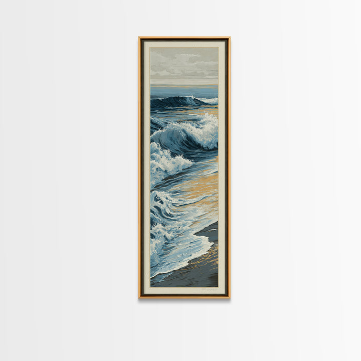 Stormy Ocean Wave Framed Canvas Print, Black and White Art, Modern Decor, Living Room Decor, Fine Art, Monochrome, Wall Decor, BAW-1x3-46