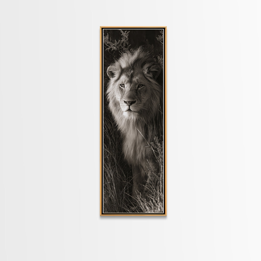 Dramatic Black and White Lion Portrait Canvas Print, Black and White Art, Art, Living Room Decor, Fine Art, Monochrome, BAW-1x3-77