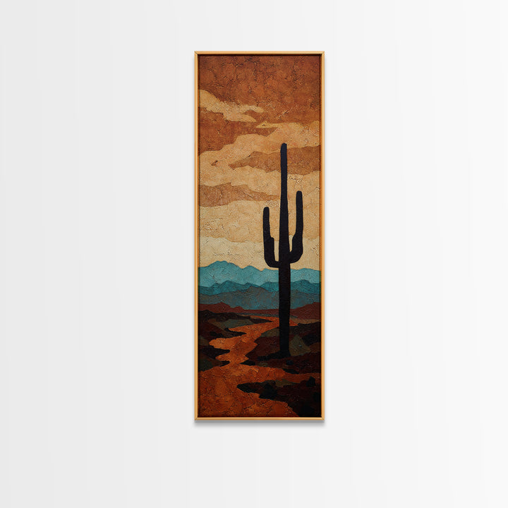 Monochrome Desert Cactus Silhouette Canvas Print, Black and White Art, Luxury Decor, Living Room Decor, Fine Art, Monochrome, BAW-1x3-9